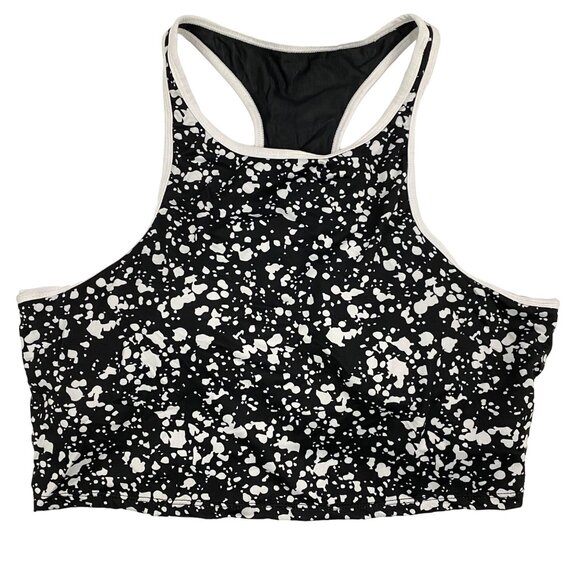 Fabletics Moorea Black White Paint Splatter Print Sports Bra Stretch Size XXL - Picture 1 of 7